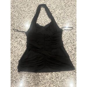 Bebe Black Halter Top with Zipper